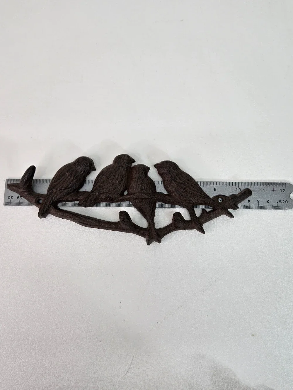 VTG Cast Iron 4 Birds Tree Branch Wall Hook‎ Key Coat Hanger Cottagecore Rustic